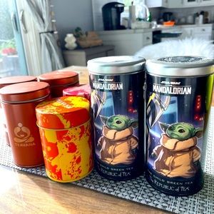 COPY - Lot of 7 empty tea containers. Star Wars Mandalorian and Teavana